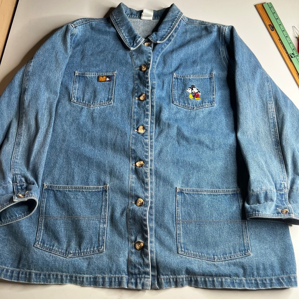 Disney Store Mickey Mouse Friends Denim Chore Jacket Blue Embroidered 3X Plus